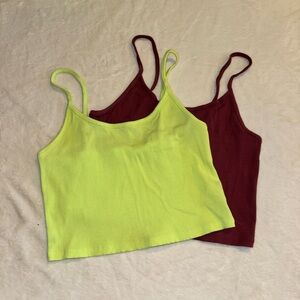 American Eagle Outfitters - Cropped Ribbed Spaghetti Strap Tanks